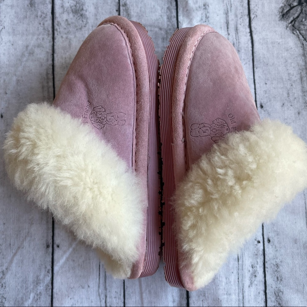 Old Friend children's acrylic fleece-lined pink scuff slippers - Picture 5 of 10